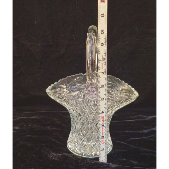 Vintage Princess House Crystal Diamond Cut Glass Basket with a Handle - Picture 10 of 14